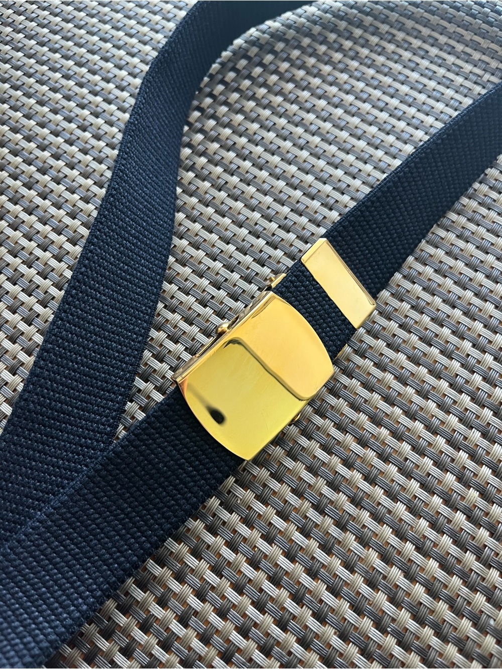 Black Webbing Belt with Gold Buckle